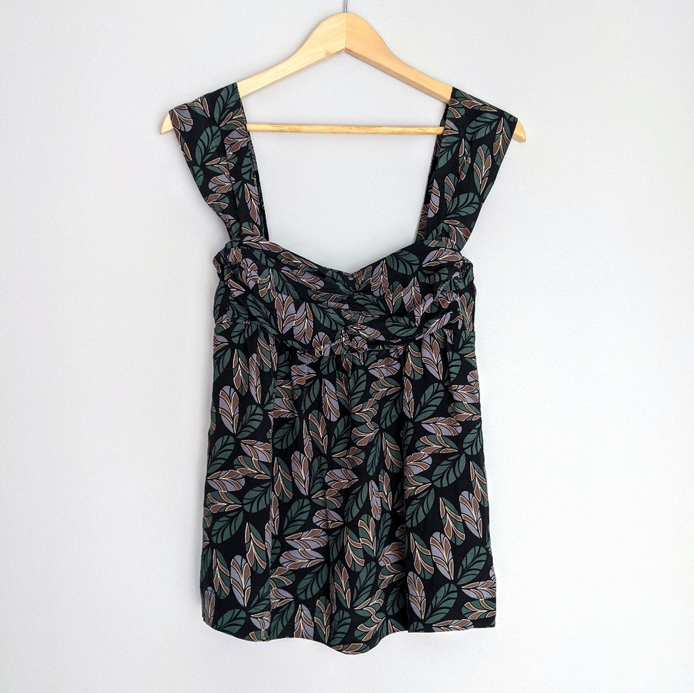 🇫🇷 Maje 100% Silk Leaf Print Top Made In France